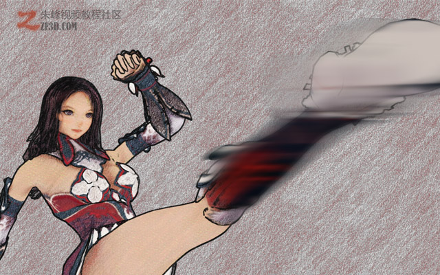 女孩的攻击动作完成