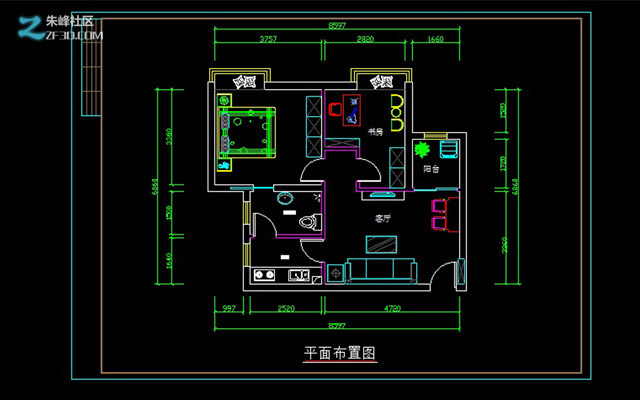 CAD小型公寓平面布置图墙体制作