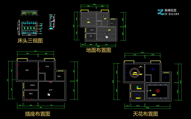 CAD地面 天花 插座 局部设计图