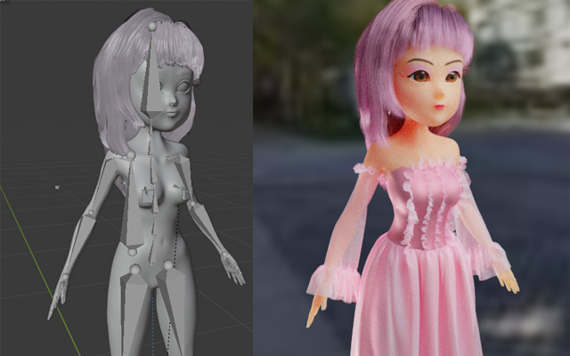 blender小女孩全身骨骼搭建方法