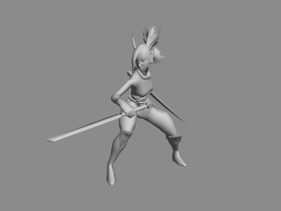 女性砍剑动作
