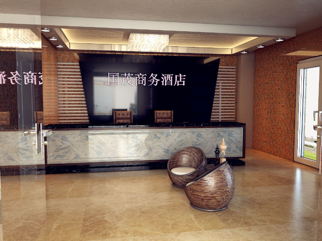 酒店前台大厅过道效果图