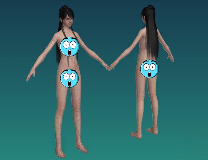 古代女子风格秀气的美女3DMAX裸模