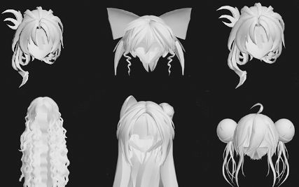 3dsmax200款卡通二次元女性头发3D模型