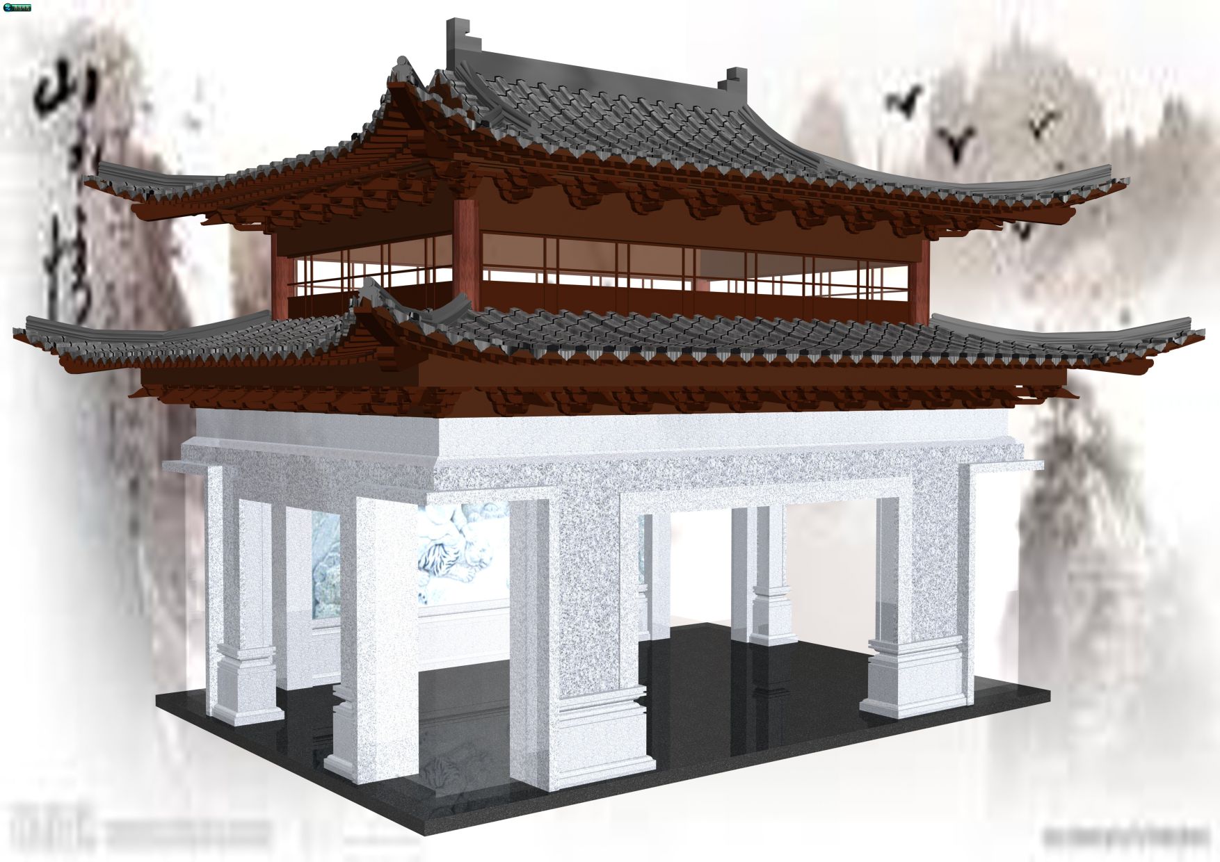 3D Cad 古建凉亭2
