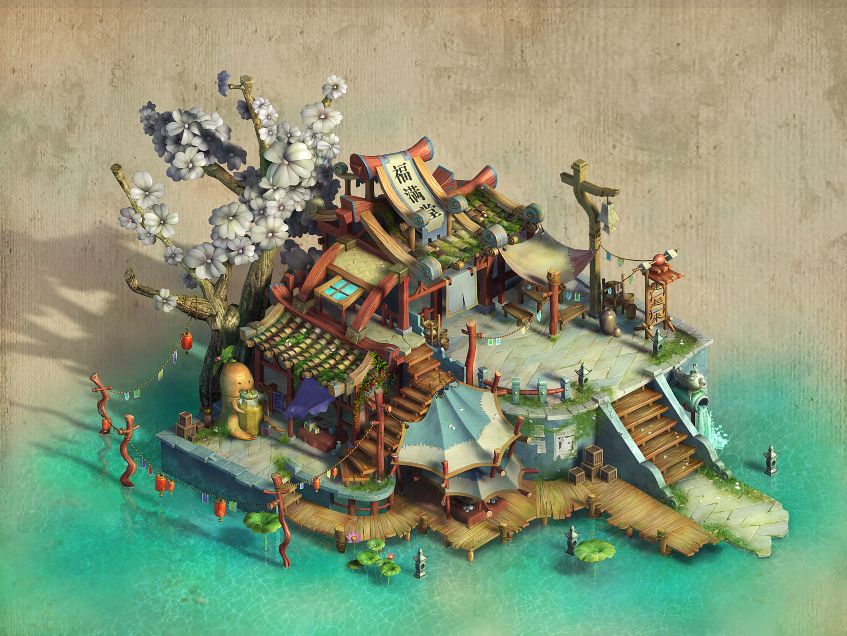 2.5D游戏场景作品-福满堂（材质修图篇）
