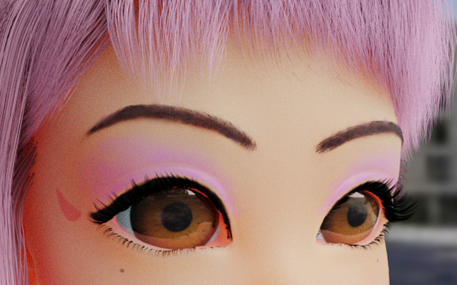 blender小女孩眼睫毛眉毛的毛发制作