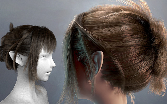 制作精细的3d人物头发模型