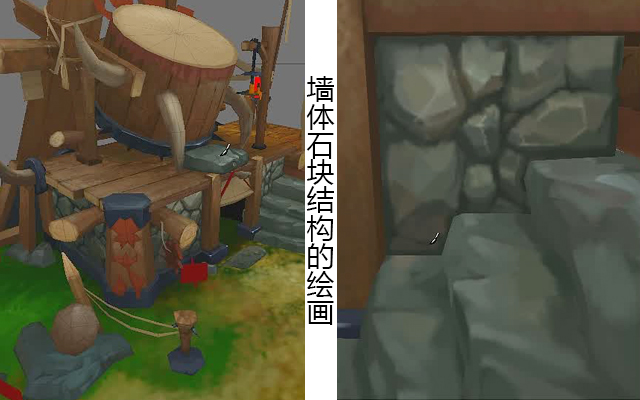 墙体石块结构的绘画