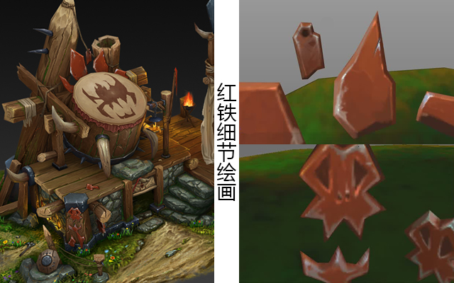 红铁细节绘画