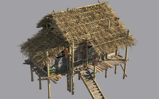 高精度写实茅草屋制作教程